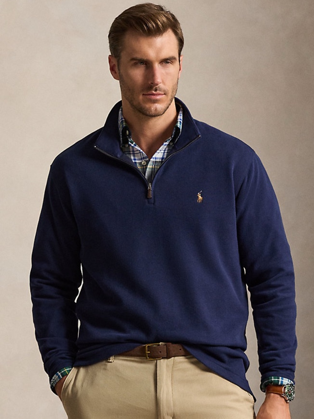 Polo Ralph Lauren Estate Rb Quarter Zip Sweater Navy Blue White Pony Logo L